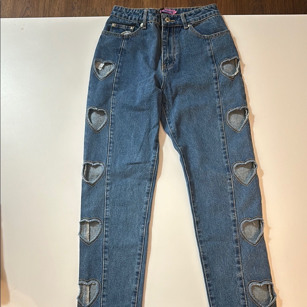 Blue Heart Cutout Women's Jeans